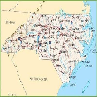 North Carolina State Road Map - Laminated Map Poster With Bright Colors And Vivid Imagery - 20 Inch by 30 Inch