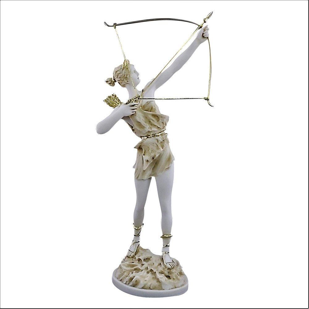 Artemis Diana with Bow Greek Roman Goddess Statue Sculpture Cast Marble 15.9in