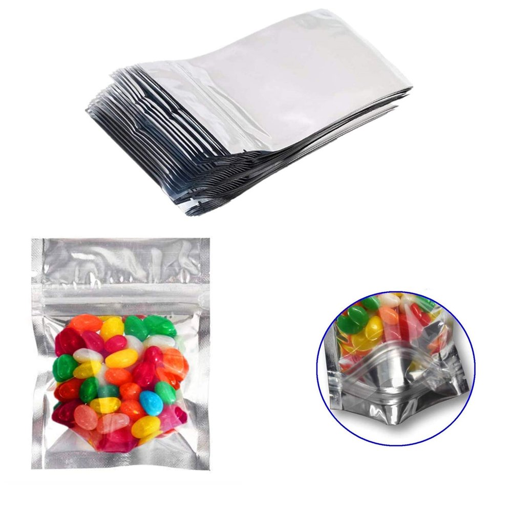 200 Pack Resealable Mylar Bags Smell Proof Pouch Aluminum Foil Packaging Plastic Bag, Small Mylar Storage Bags For Bulk Candy, Cookies, Snack Food, Jewelry, 3x4 inch(Clear Silver)