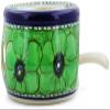 Polmedia Polish Pottery Heater UNIKAT - Green Pansies Pattern Handmade in Boleslawiec Poland by Ceramika Artystyczna + Certificate of Authenticity view 3
