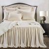 HiEnd Accents Luna Washed Linen 3 Piece Ruffle Skirt Bedspread Set with Pillow Shams, Light Tan Queen, Romantic Shabby Chic Farmhouse Style Bedding Cover Set, 1 Bed Spread and 2 Pillow Cases view 2