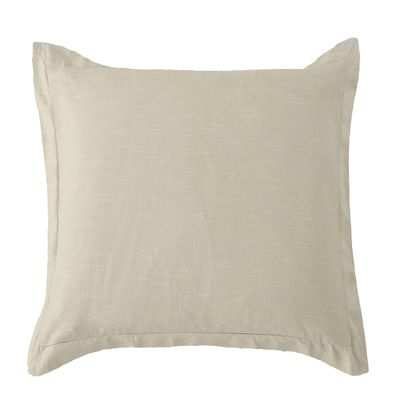 HiEnd Accents Luna Washed Linen Tailored Euro Sham, 27x27 inch, Light Tan Solid Color, Romantic Shabby Chic Farmhouse Traditional Style Luxury Bedding