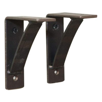 RRD Heavy Duty Steel Mantel Brackets (2 Pack) - Countertop Support for Fireplace - Hand Welded Rustic Farmhouse Decor (4"x5"x1.5", Natural Steel)