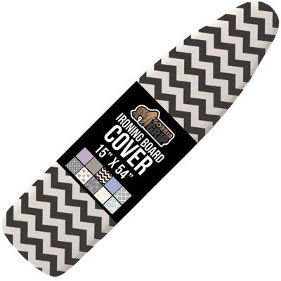 GORILLA GRIP The Original Ironing Board Cover and Pad, Silicone Coating, 400F Scorch Resistant Thick Padding, Heavy Duty Iron Covers Standard Boards, Hook and Loop Fastener Strap, Chevron 15x54