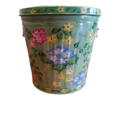 Decorative Trash Can 20 Gallon Hand Painted Galvanized Trash Can