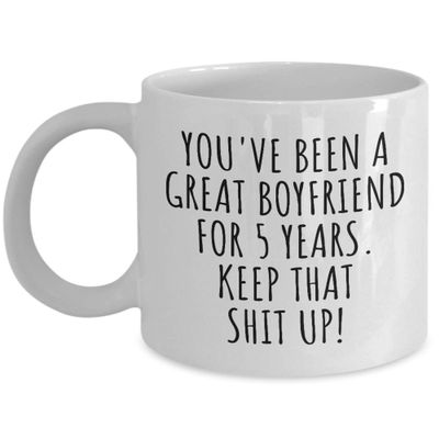 5 Years Anniversary Boyfriend Mug Funny Gift For Bf 5th Dating Relationship Couple Together Coffee Tea Cup