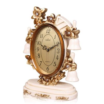 CLOCKZHJI European Table Clock | Living Room Bedroom Silent Retro Quartz Desktop Clock (Color : 288-D)
