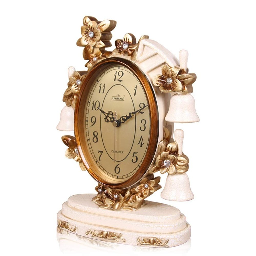 CLOCKZHJI European Table Clock | Living Room Bedroom Silent Retro Quartz Desktop Clock (Color : 288-D)