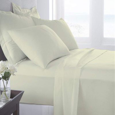 Taj Linens Cotton Bedsheets Set - Comfortable Fabric 400 Thread Count 100% Cotton 4-Piece Sheet Set 15 Inch Deep Pocket Solid (Cal-Queen, Ivory)