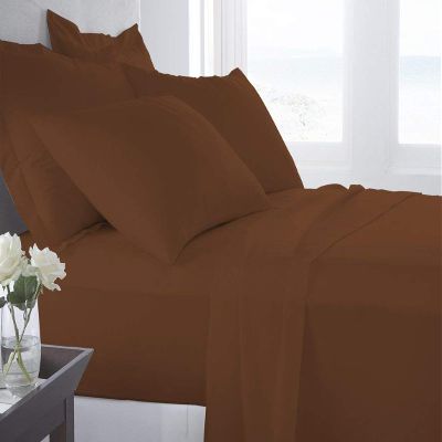 Taj Linens Cotton Bedsheets Set - Comfortable Fabric 400 Thread Count 100% Cotton 4-Piece Sheet Set 15 Inch Deep Pocket Solid (Full XL, Chocolate)