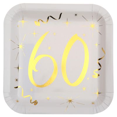 Santex Square Paper Plates 60th Birthday Golden Times Pack of 10