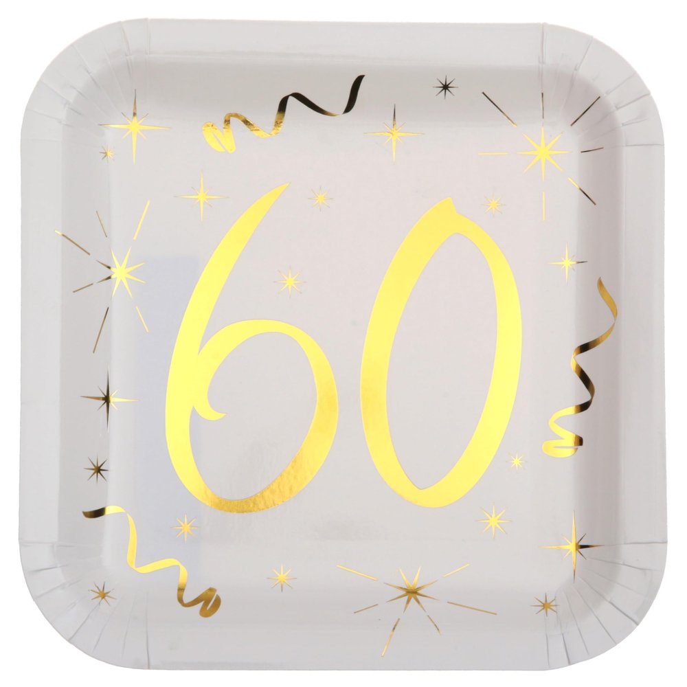 Santex Square Paper Plates 60th Birthday Golden Times Pack of 10