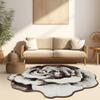 Rose Rug 2ft Round Area Rugs Cute Plush Flower Shaped Rug Circle Girly for Bedroom Floor Living Room Carpet 304 Brown view 1
