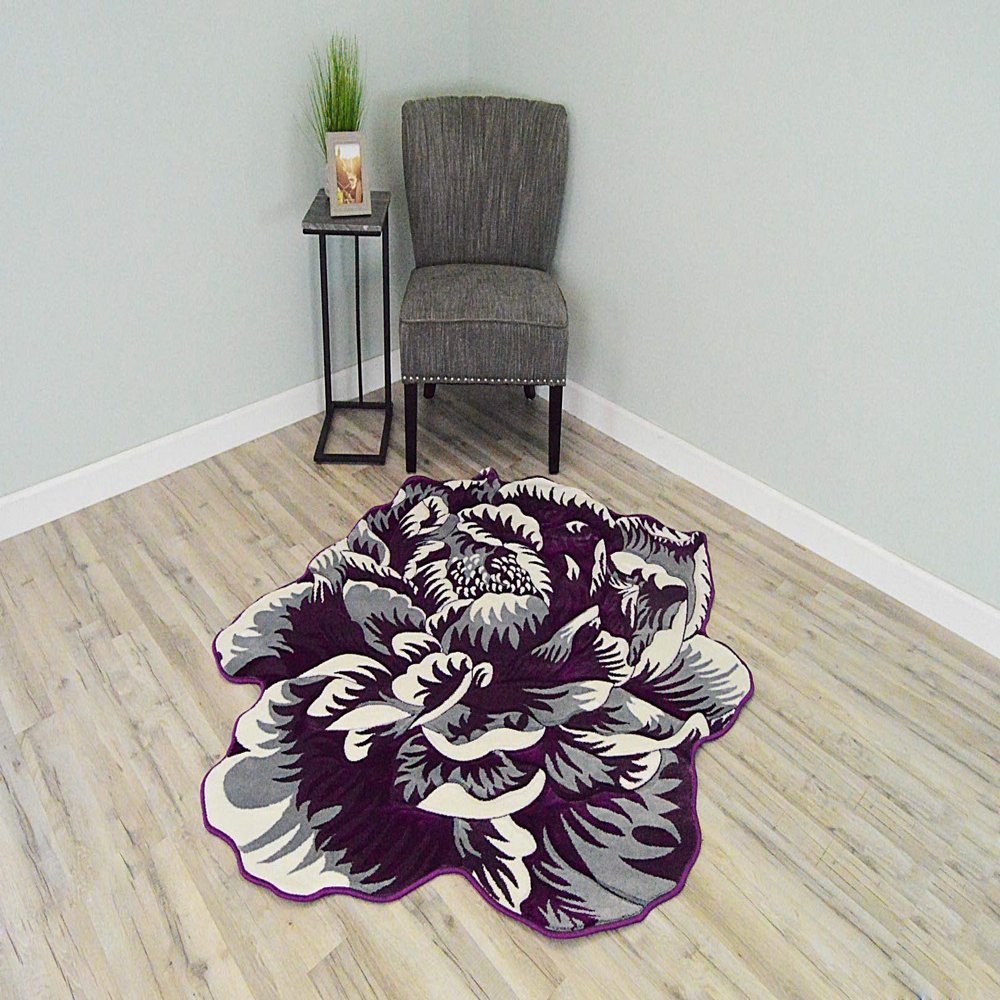 Flower Rug 2ft Round Area Rugs Cute Plush Flower Shaped Rug Circle Girly for Bedroom Floor Living Room Carpet 302 Pink