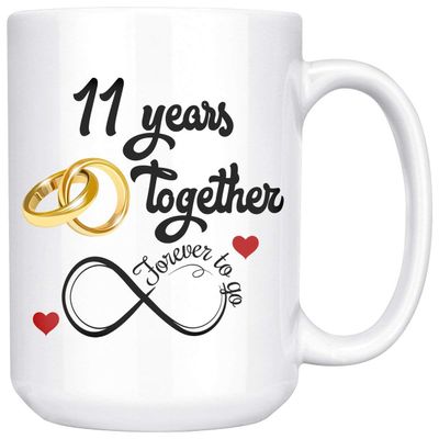 11th Wedding Anniversary For Him And Her, 11th Anniversarys For Her Him, 11th Anniversary Mug For Husband & Wife, 11 Years Together, Married 11 Years, 11 Years Couple (15 oz)