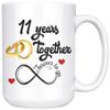 11th Wedding Anniversary For Him And Her, 11th Anniversarys For Her Him, 11th Anniversary Mug For Husband & Wife, 11 Years Together, Married 11 Years, 11 Years Couple (15 oz) view 1