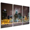 48 x 24 TOTAL - Charlotte, NC Skyline - Metal Print wall art. 3 Panel split, Triptych HD aluminum panels wall decor view 1