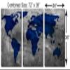 72 x 36 TOTAL - Sapphire Blue Word Map - Metal Print wall art. 3 Panel split, Triptych HD aluminum panels wall decor view 3