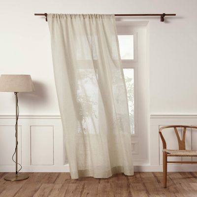 Solino Home Sheer Curtain 108 Inches Long - European Flax 100% Pure Linen Light Natural Window Treatment Panel 52 x 108 Inch - Light Filtering Rod Pocket Curtain for Living Room, Bedroom - 1 Panel