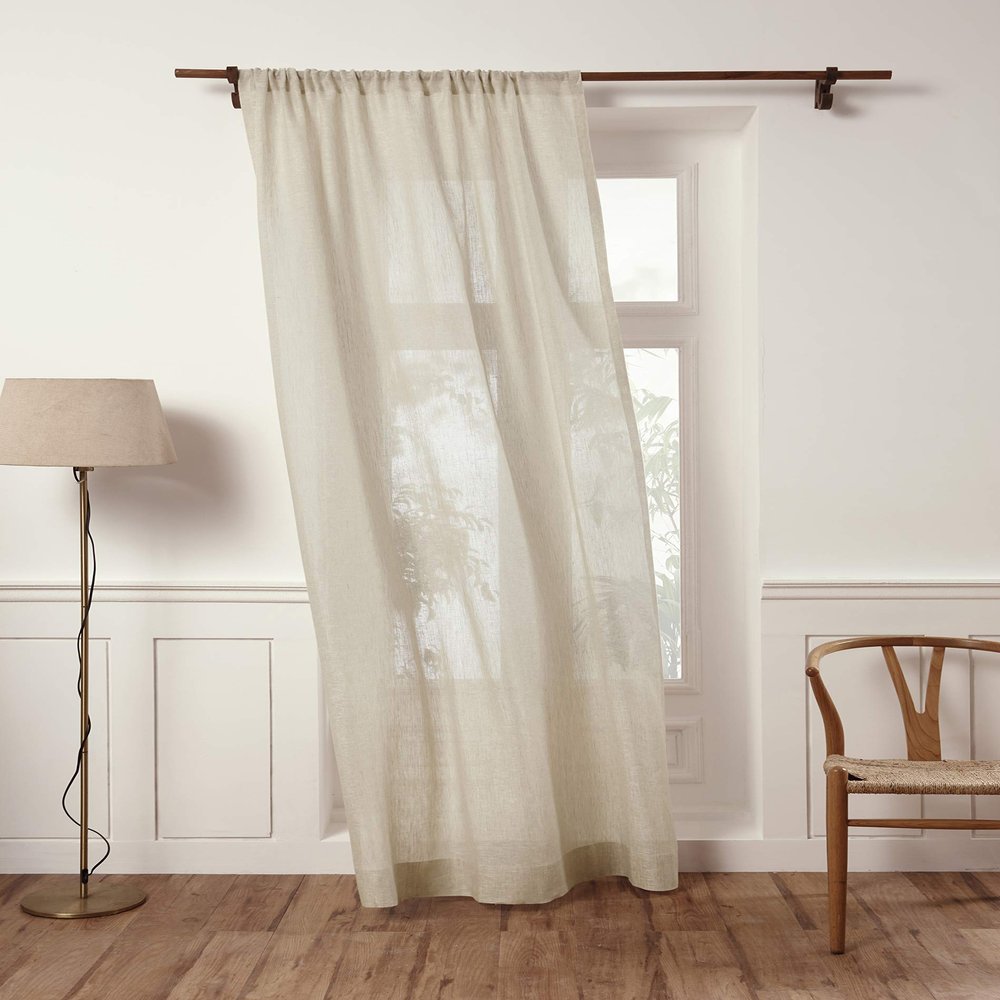 Solino Home Sheer Curtain 108 Inches Long - European Flax 100% Pure Linen Light Natural Window Treatment Panel 52 x 108 Inch - Light Filtering Rod Pocket Curtain for Living Room, Bedroom - 1 Panel