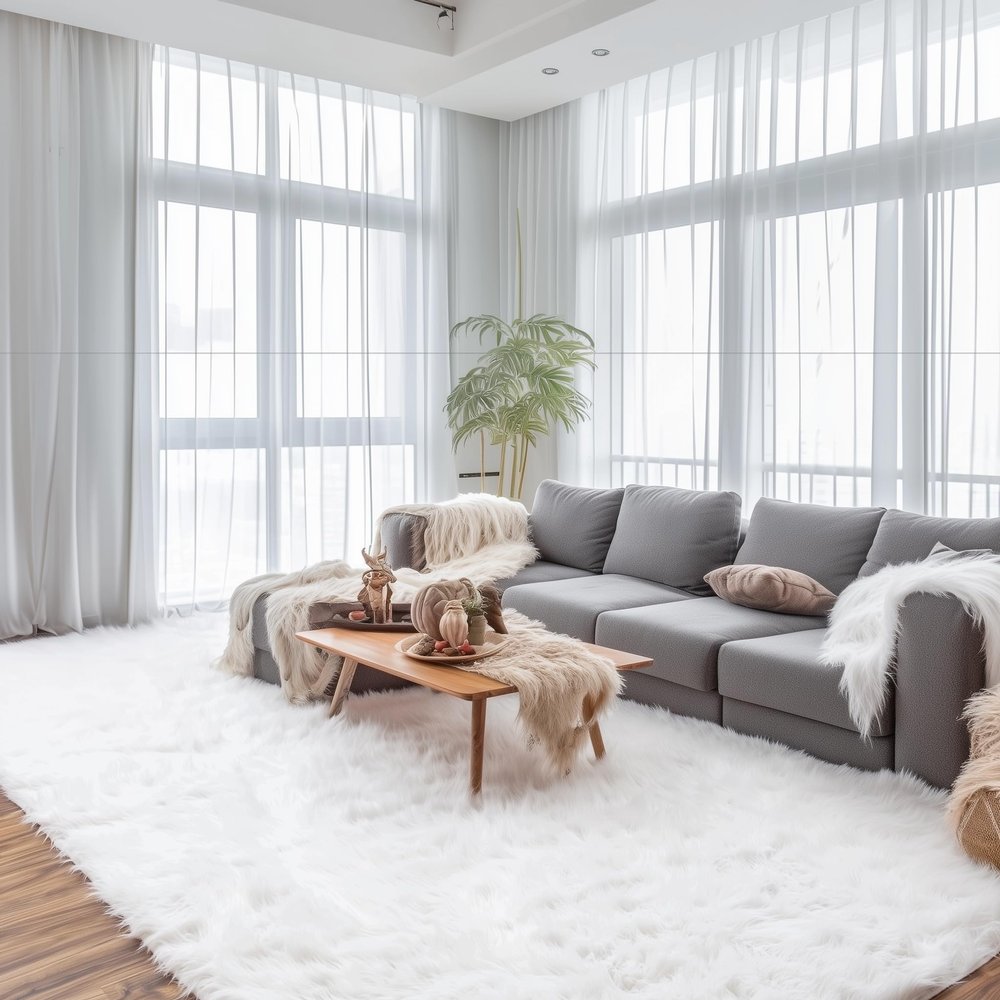 Super Area Rugs Ultra Soft & Fluffy Faux Sheepskin Rug, White 8 x 10 Feet Carpet for Bedroom Living Room
