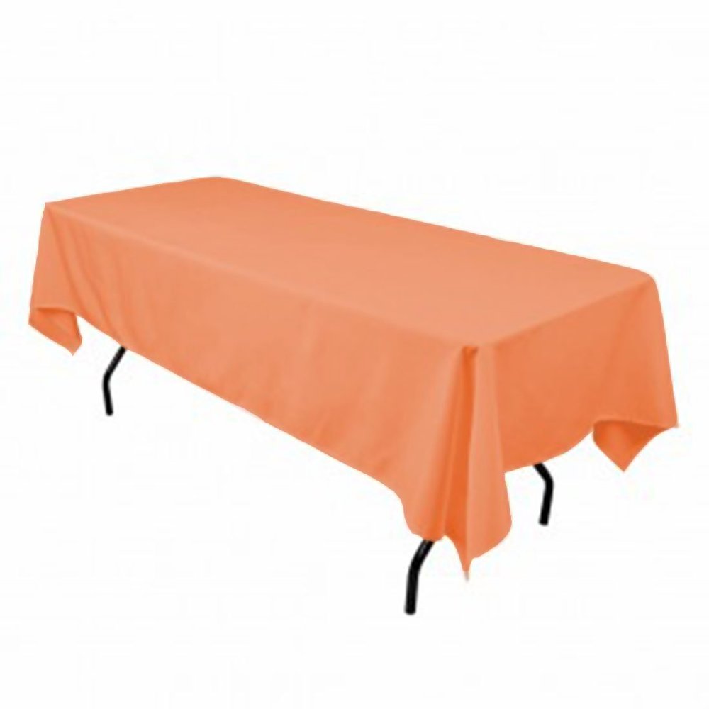 BROWARD LINENS Tablecloth Polyester Rectangular Seamless 60x102 Inch (Peach)