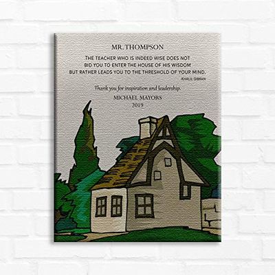 16x20 Custom Canvas Gift for Teacher, Personalized Gift for Mentor, Leader Thank You Gift, Boss Gift, Forest House, Khalil Gibran Quote, Gift from Mentee, 1829
