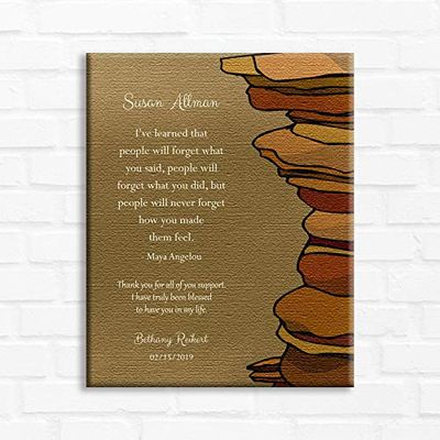 16x20 Custom Canvas Personalized Gift for Teacher, Gift for Mentor, Maya Angelou Quote, Rocks, Thank You Gift from Mentee, Separation Gift, Leader Gift, 1839