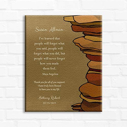 16x20 Custom Canvas Personalized Gift for Teacher, Gift for Mentor, Maya Angelou Quote, Rocks, Thank You Gift from Mentee, Separation Gift, Leader Gift, 1839