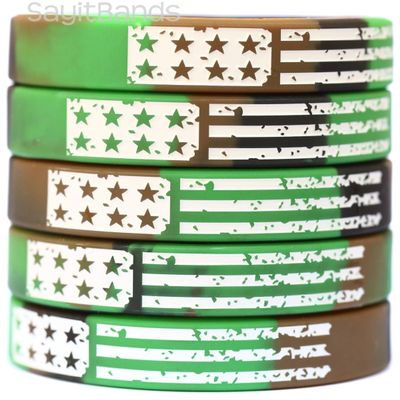 SayitBands Five (5) Camo Vintage Flag Wristband Bracelets