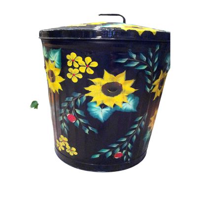 20 Gallon Hand Painted Galvanized Trash Can