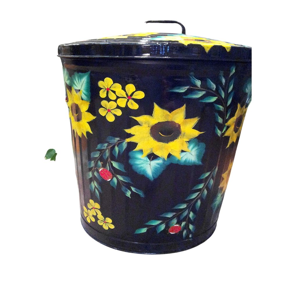 20 Gallon Hand Painted Galvanized Trash Can