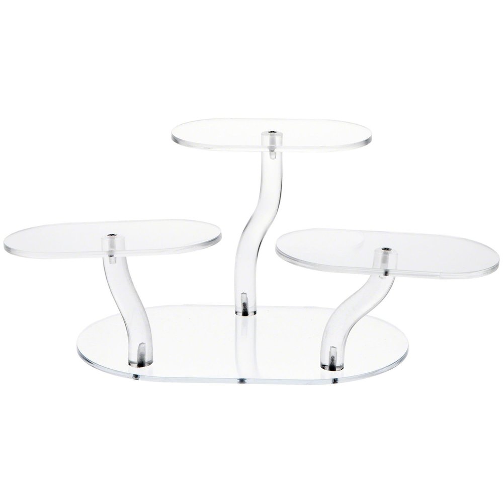 Plymor Clear Acrylic Adjustable 3-Item Display Riser, 6.25" H x 14.5" W x 10.25" D