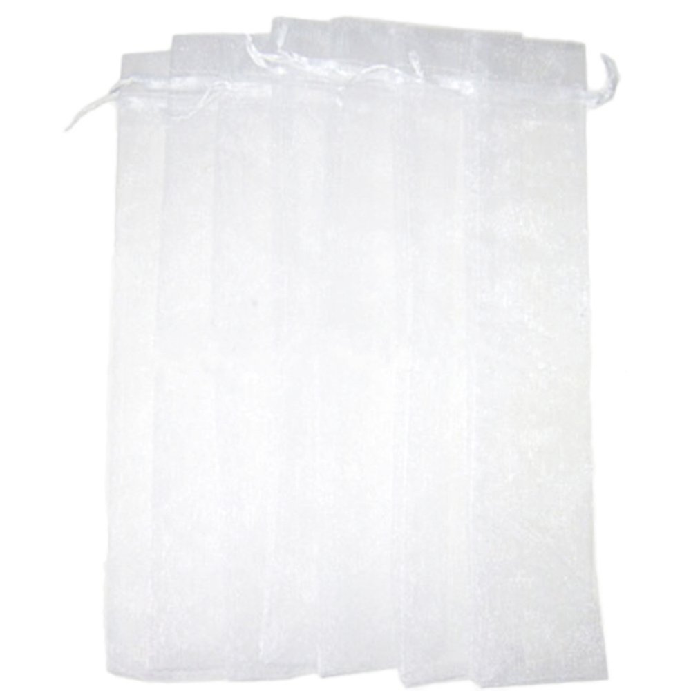 SUPVOX 50pcs Drawstring Organza Folding Hand Fan Pouch Hand Fan Holder Pocket Party Wedding Favor Bags (White)
