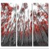 72 x 36 TOTAL - Aspen Trees, Red Leaves. Metal Print wall art. 3 Panel split, Triptych - HD aluminum panels view 2