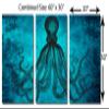 60 x 30 TOTAL - Lord Bodner Octopus Triptych Metal Print Wall Art. Munsell Blue. 3 Panel Split. Kraken, HD aluminum view 3