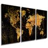 60 x 30 TOTAL - Abstract Black World Map Metal Print wall art. 3 Panel split, Triptych HD aluminum multi panel print view 1