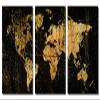 60 x 30 TOTAL - Abstract Black World Map Metal Print wall art. 3 Panel split, Triptych HD aluminum multi panel print view 2