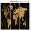 60 x 30 TOTAL - Abstract Black World Map Metal Print wall art. 3 Panel split, Triptych HD aluminum multi panel print view 3