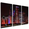 60 x 30 TOTAL - Red Chicago Cubs skyline at night Metal Print, wall art. 3 Panel split, Triptych HD aluminum view 1