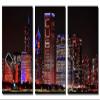 60 x 30 TOTAL - Red Chicago Cubs skyline at night Metal Print, wall art. 3 Panel split, Triptych HD aluminum view 2