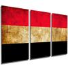 72 x 36 TOTAL - Yemen Flag Rustic Grunge - Metal Print wall art. 3 Panel split, Triptych. HD aluminum multi panel view 1