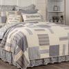 Doylestown Queen Patchwork and Floral Quilt, 100% Cotton Reversible Bed Quilt with Gingham Check, Grain Sack and Blue Ticking Stripes for Boho Chic and Rustic Farmhouse Bedroom Decor (90x90) view 1