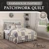 Doylestown Queen Patchwork and Floral Quilt, 100% Cotton Reversible Bed Quilt with Gingham Check, Grain Sack and Blue Ticking Stripes for Boho Chic and Rustic Farmhouse Bedroom Decor (90x90) view 4