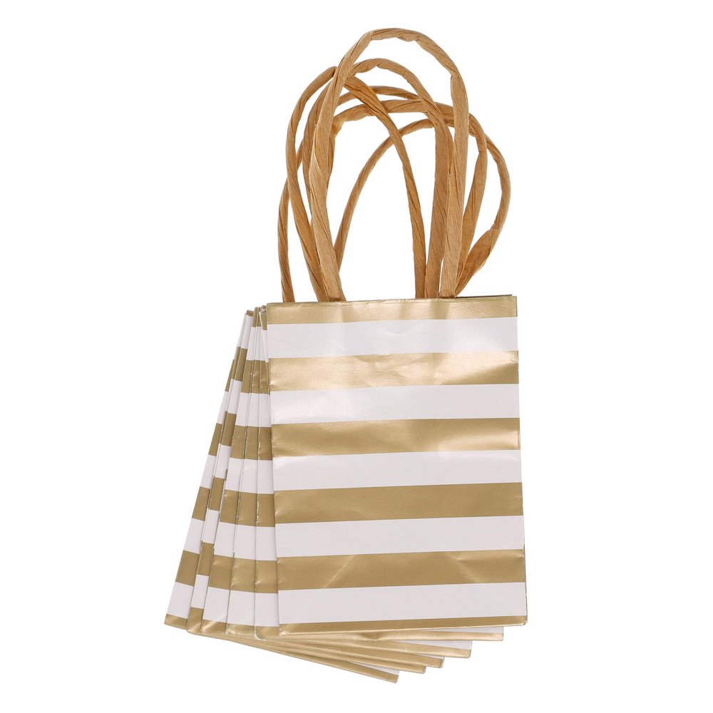 Darice Gold Mini Gift Bag Stripe, 3 x 4 inches, 6 Pieces