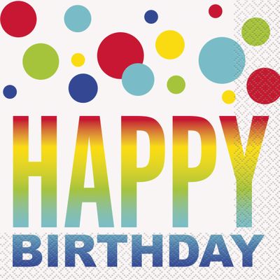 Multicolor Rainbow Spots Birthday Paper Luncheon Napkins (Pack of 16) - Durable & Eye-catching Design, Perfect For Kids & Adult Birthday Parties