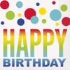 Multicolor Rainbow Spots Birthday Paper Luncheon Napkins (Pack of 16) - Durable & Eye-catching Design, Perfect For Kids & Adult Birthday Parties view 1
