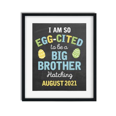 Canary Road Personalized Easter Big Brother Pregnancy Announcement Art Print | Pregnancy Announcement Sign | Baby Announcement Photo Prop | Big Brother Sign | New Baby Sign | Easter Baby Announcement