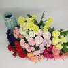 Leoyoubei 4 Bunches Bouquet of Artificial Silk Flower Carnations11 inch Bouquet and Green Leaf for Home Decoration Bridal Wedding Festival Decoration with 10 Per Bunch Flower (Red) view 2