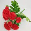 Leoyoubei 4 Bunches Bouquet of Artificial Silk Flower Carnations11 inch Bouquet and Green Leaf for Home Decoration Bridal Wedding Festival Decoration with 10 Per Bunch Flower (Red) view 3